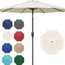 Simple Deluxe 9FT Outdoor Patio Umbrella Table Market Umbrella with Push Button Tilt and Crank, 8 Sturdy Ribs, UV Protection Waterproof for Garden, Lawn, Deck, Backyard, Pool, Creamy White