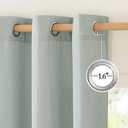 NICETOWN Thick Linen Sage Green Curtains 84 inch Length 2 Panels, Grommet Linen Blend Privacy Added Flax Boho-Chic Light Filtering Window Drapes for Bedroom/Living Room, W55 x L84