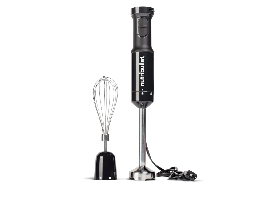 nutribullet NBI50100 Immersion Blender Arm & Whisk Attachment, For Smoothies, Soups & Dips, 350 Watt, Charcoal Black,2" L X 2" W X 16" H