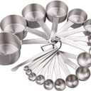 Smithcraft Measuring Cups and Spoons Set, 18/8 Stainless Steel Measuring Cups and Spoons Set for Kitchen & Baking, Heavy Duty Metric & US 8 Measure Cups & 9 Spoons & 1 Leveler