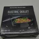 OVENTE 12 Inch Electric Skillet and Frying Pan with Nonstick Coating, 1400W Power, Adjustable Temperature Control, Tempered Glass Lid with Vent and Cool Touch Handles, Black SK11112B