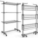 Upgraded 4-Tier Clothes Drying Rack, Drying Rack Clothing with Wheels, 19.68"D x 29.92"W x 67.70"H