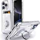 Shields Up Designed for iPhone 16 Pro Max Case, Minimalist Wallet Case with Card Holder (3 Cards) & Ring Stand, [Drop Protection] Slim Protective Cover for iPhone 16 Pro Max 6.9 inch - Clear