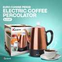 Euro Cuisine PER08 Stainless Steel Electric Coffee Percolator, 8 Cup, Polished Copper Finish, Dripless Gooseneck Spout, Clear Glass Knob, Brewing Indication, Keep-Warm Function, Detachable Cord