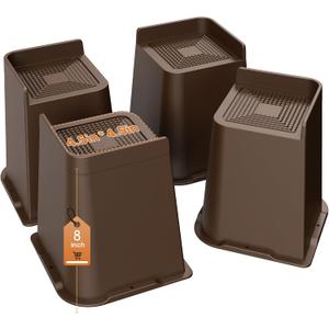 MYMULIKE Bed Risers Heavy Duty, Oversized Furniture Risers, Support Up to 6000 Lbs, Lift 8 inch for Couch, Sofa, Table,Chair (Dark Brown 4 Pack, 8 inch)