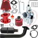 YOXUFA VM22 Carburetor Exhaust Header Muffler Stage 2 Kit Replacement for Predator 212cc 224cc 196cc 200cc 6.5HP Coleman CT200U BT200X Baja MB200 GX160 GX200 Axis M200 KT196 Mini Bike Go Kart Parts