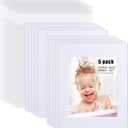 Egofine Pack of 5 White Mat Board Pre-Cut 8x10 Picture Mat for 5x7 Photo with White Core Bevel Cut Mattes Sets. Includes 5 High Premier Acid Free Mats & 5 Backing Board & 5 Clear Bags