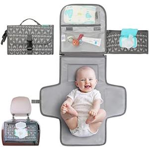 Kopi Baby Portable Diaper Changing Pad - Baby Diaper Changer Travel Bag with Wipes Pocket, Smart Design Portable Changing Mat, Infant Travel Station Kit, Gift for Newborn Girl & Boy - Classic