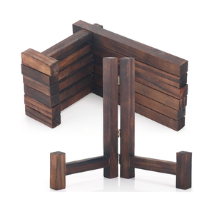 Geelin 3 Pack Plate Stands for Display 7 Inch Wooden Folding Plate Holders Rustic Solid Wood Easel Holders for Decorative Picture Frames Art Tabletop Shelf Decorations