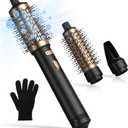 Rotating Hair Dryer Brush Spinning with Detachable Brush(2" & 1.5"),4 in 1 Rotating Hot Air Brush,3 Heats and 2 Speeds 100-120V Negative Ionic Brush Blow Dryer for Curling,Straight,Drying