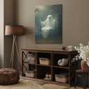 Vintage Halloween Wall Art Ghost On The Swing Poster Canvas print dark academia Room Decor Face Spooky Gothic for Halloween Party House Decor 8x12inch Framed (style-3)