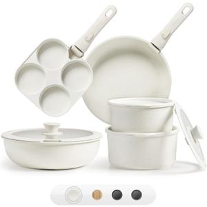 CAROTE 11pcs Pots and Pans Set - Non Stick, Detachable Handle, Oven Safe, Induction Ready, Stackable