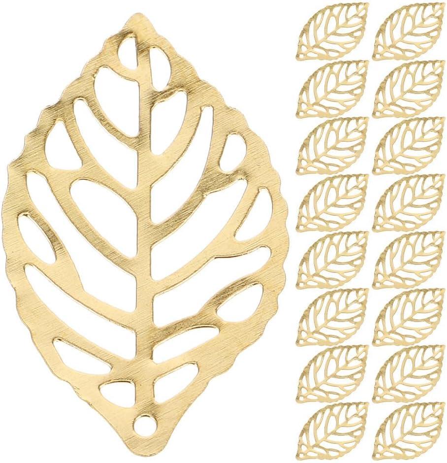 Uonlytech 200Pcs Gold Hollow Leaf Charms for Jewelry Making Lightweight Metal Pendants for Diy Earrings Necklaces Hair Clips Crafting Ornaments