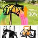 HZE Garden Hose Holder, Freestanding Water Hose Reel Stand for Outside with Solar Light, Heavy Duty Detachable Metal Storage Rack Holds 160 FT for Yard Lawn Farm, Black