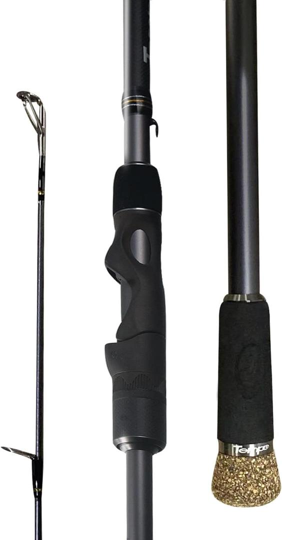 Tempo Sphera Spinning Rod - 30 Ton Carbon Fiber Fishing Rod with Fuji Reel Seat, One Piece Sensitive Fishing Rods with Stainless Steel Guides for Saltwater Freshwater Ice Fishing