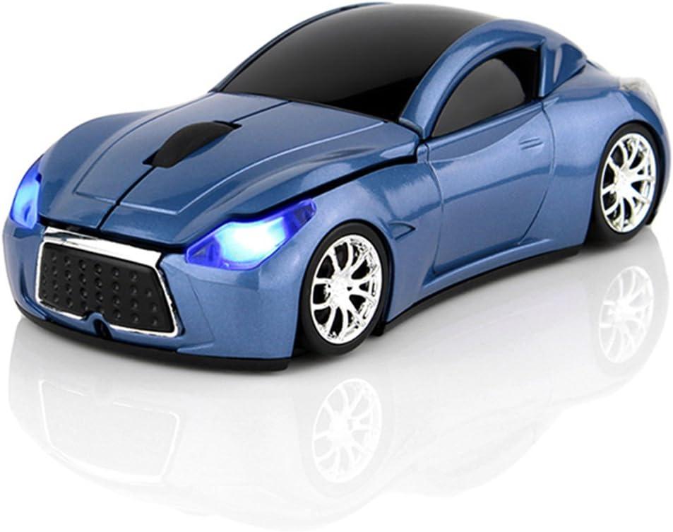 Ai5G Race Car Mouse Wireless Sports Car Shaped Mouse 2.4Ghz Computer Optical Mice with Led Light for Desktop Laptop (Blue)
