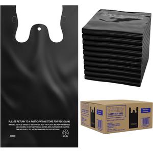 ACYPAPER, Black T-Shirt Bags in Bulk - 1000 Count - (11" x 6" x 21") - Restaurant Carryout Bags