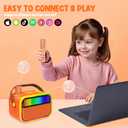 Karaoke Machine for Kids, Kids Toys for 3-12 Years Old Girls Birthday Presents, Portable Bluetooth Karaoke Speaker with 2 Microphones, Girls Gifts for Kid Party Christmas Birthday(Orange)