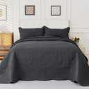 EVENHUG Oversized King Bedspreads California King Quilt Set with Pillow Shams Extra Wide Large King Size Quilts Lightweight Coverlet Bedding Sets Dark Grey 120"x128"