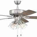 Craftmade P104BNK5-52DWGWN Pro Plus 52" Ceiling Fan with LED Lights & Pull Chain, 5 Reversible Driftwood/Grey Walnut MDF Blades, Brushed Polished Nickel