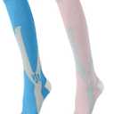 2 pairs of Calf Compression Socks for Women, Knee High Support Circulation Socks for Running, Travel, Flight, Nurse