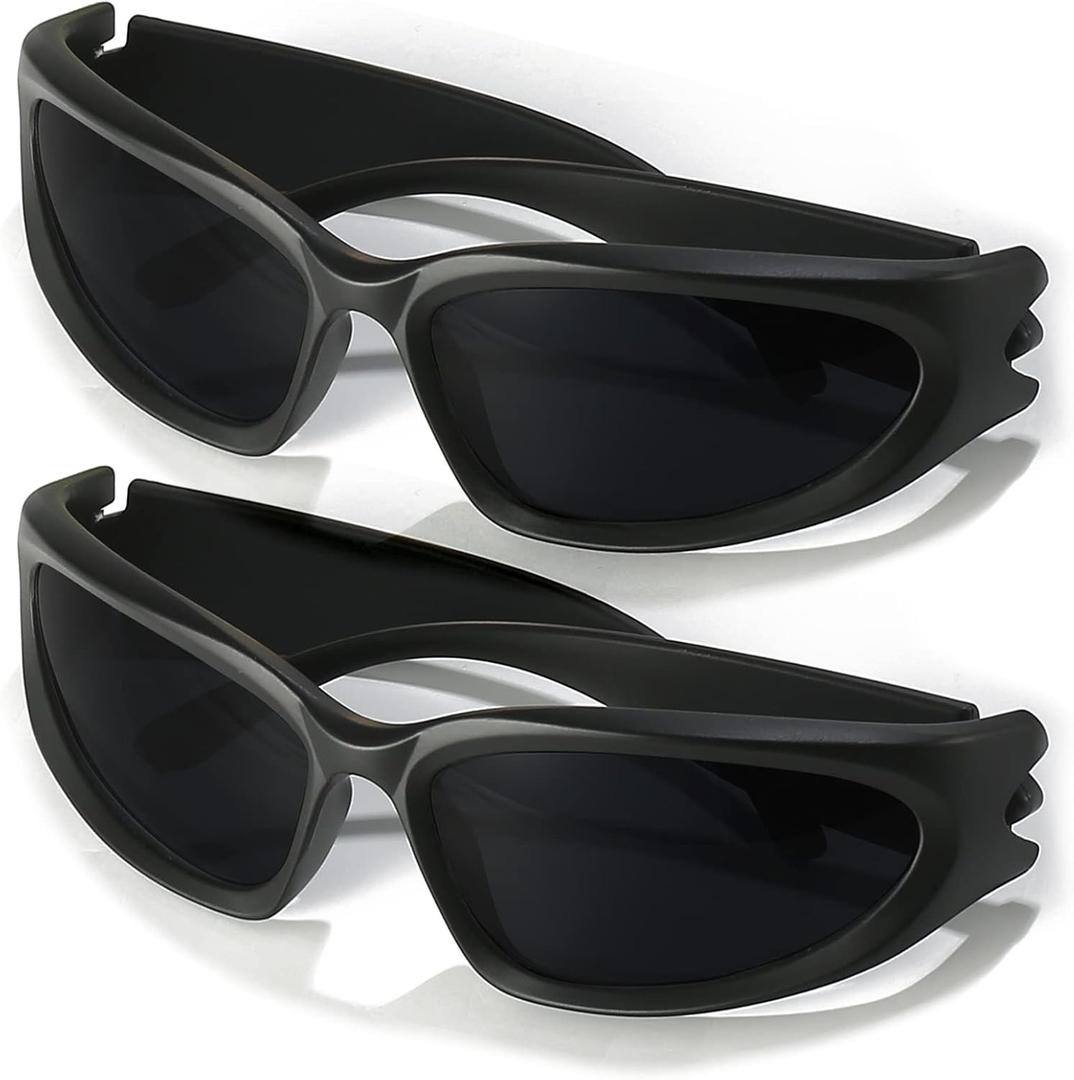 AIEYEZO Y2K Sunglasses Womens Mens Wrap Around Sports Sun Glasses Fashion Oval Thick Frame Ladies Shades
