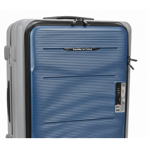 Travel Sentry 
Luggage Foldable Suitcases 3-speed Adjustable Trolley Carry On Luggage Front Open Suitcase With Universal Wheel Boarding Luggage,Blue&Grey