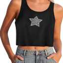 Remidoo Women's Casual Sleeveless Color Block Cropped Top Crewneck Tank Top Shirts (X-Large)