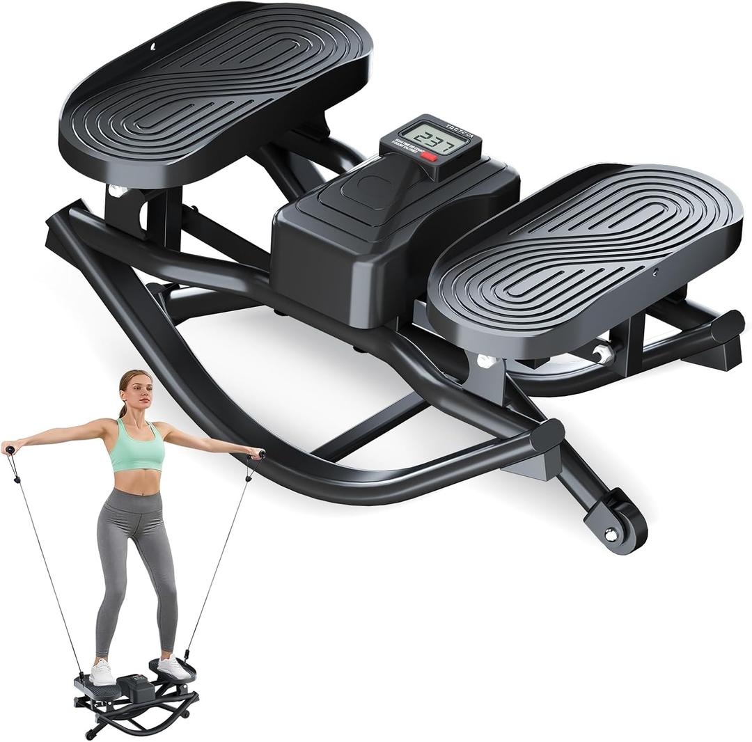 Rock Stepper for Exercise at Home, Low-Impact Side to Side Rocking Stair Stepper with Resistance Bands, Full Body Home Fitness Workout Equipment, 330LBS Weight Capacity