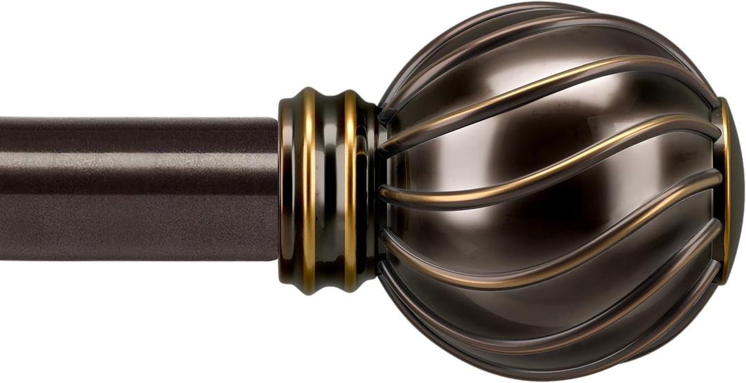 Lootkell Brown Curtain Rods for Windows 72 to 144 Inches Adjustable Length Heavy Duty 7/8" Diameter Window Curtain Rod with Decorative Finials for Outdoor Farmhouse Bedroom Kitchen Living Room