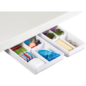 Bostitch Konnect Under Desk Drawer, Self-Adhesive Slide Out Storage Organizer with 4 Customizable Dividers, 2-Pack (White)