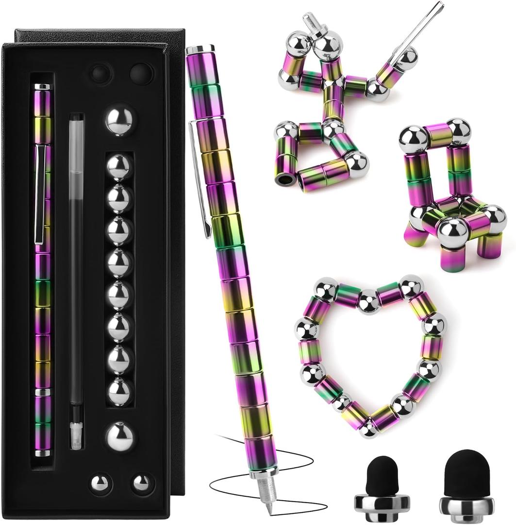 Valentines Day Gifts Ideas for Her Him, Magnetic Fidget Pen, Magnet Fidget Pens for Adults, Gifts for Teacher Friend, Cool Gadgets Stuff (Rainbow)