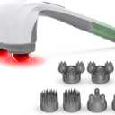 Snailax Cordless Handheld Back Massager with Heat, FSA HSA Eligible, Deep Tissue Percussion Massager, 3 Sets of Dual Pivoting Heads,Rechargeable Hand Held Massager for Neck,Back Shoulder,Calf,Legs