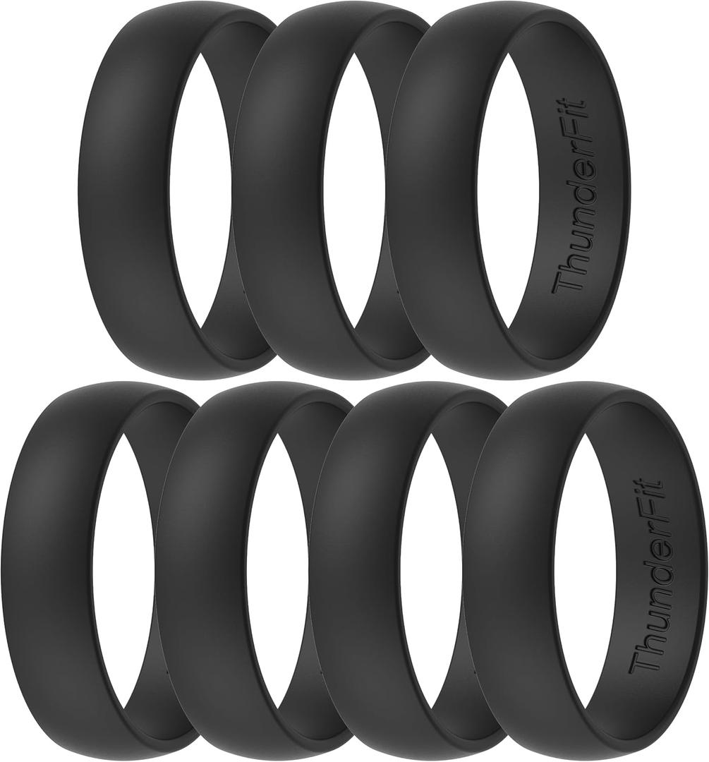 ThunderFit Unisex Silicone Wedding Rings, Rubber Engagement Bands, Variety Multipack 1,4,7 (9.5 - 10 (20.20mm))