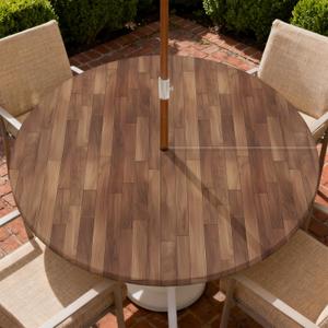 Outdoor Tablecloth with Umbrella Hole and Zipper Waterproof Round Fitted Tablecloth with Elastic Edge, Wipeable Outdoor Table Cover for Patio, Garden, Picnic Fits 32-36" Round Tables