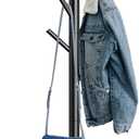 Wooden Tree Coat Rack Stand,Sturdy Freestanding Coat Rack with 8 Hooks,3 Adjustable Height for Child Adult,Wood Coat Stand Tree Fits Entryway Bedroom Office for Bags, Hats, Black