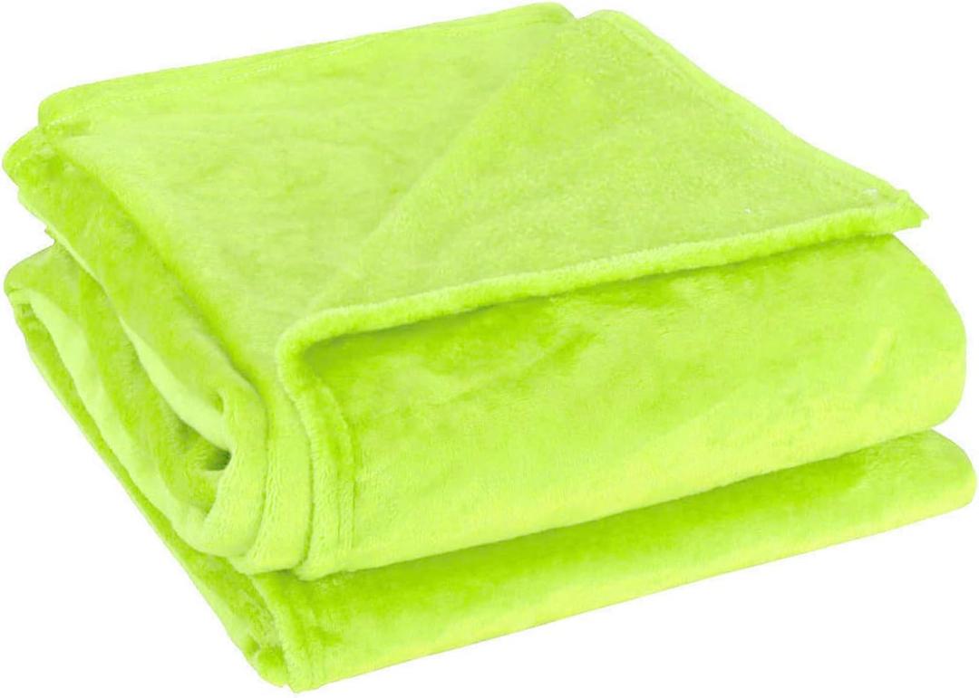uxcell Flannel Fleece Blanket Queen Size - Soft Lightweight Plush Microfiber Bed Blanket for Sofa or Couch, Machine Washable Blankets Fleeces, Chartreuse 78x90 Inch (Yellow Green)