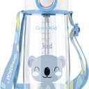 Kids Water Bottle 500ml Leakproof with Soft Straw & Easy-Grip Handle - BPA-Free Spill-Proof Design for Active Toddlers Age 2+ (Boys/Girls) - Ideal for School, Sports & Outdoor Activities (Koala,Blue)