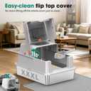 XXXL Stainless Steel Litter Box with Lid, 28" x 20" x 17", Light Grey