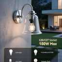 Light Sensor Socket, E26/E27 Light Bulb Socket, Automatic Dusk to Dawn Photocell Sensor with 300 Adjustable Angle for Outdoor Lighting in Porch, Garage, and Wall Lights, Black, 2 Pack