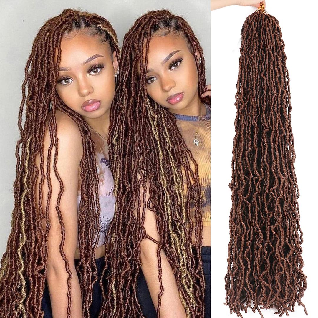 New Faux Locs Crochet Hair Soft Locs 7 Packs 36 Inch Locs Crochet Hair Pre Looped Distressed Goddess Locs Butterfly Locs Braids Hair Extensions for Black Women (36 Inch (Packs of 7), 30#)