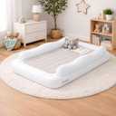 Regalo Inflatable Toddler Travel Bed with Safety Rail Bumpers, Portable Toddler Air Mattress with Pump & Carry Bag, Foldable Kids Bed for Travel, Camping & Sleepovers, Ages 2–5