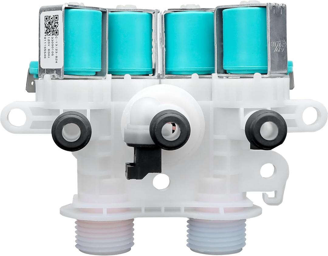 W11165546 W11220230 Washer Water Inlet Valve fit for Whirlpool Maytag-Bravos XL Commercial Whirlpool-Cabrio Kenmore 700 S W10599423 W10758828 W11165546VP W11096267 AP6284346 33090105 prime&swift