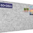 Large Bulletin Board - 60 X 36 inches Decorative Felt Pin Board - 5' x 3' Cork Board Alternative for Wall - Foldable Photo Board Self-Adhesive Vision Board Prayer Board with 30 Pushpins - Silver Gray