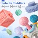 Baby Sensory Teething Toys Set, Montessori Baby Toys 6-12 Months, Incl Newborn Rattle Teether & Baby Blocks & Soft Stacking Rings, Ideal Babies Boy Girl Gifts, Infant Toys 0-3-6-9-12-18 Month