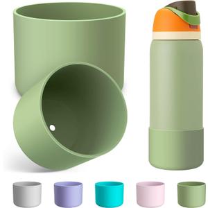 2 x 2PCS Silicone Water Bottle Boot for Owala 24oz 32oz 40oz, Anti-Slip Protective Sleeve Bottom Bumper Protector for FreeSip, Twist, and Flip Stainless Steel Water Bottles (Mint)