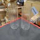Set of 2 10x3.5 inch Clear Glass Flower Vases, Ribbed Vase for Centerpiece Table Home Indoor Desk Decor, Modern Boho Style Vase for Wedding House Gift