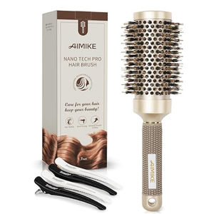 AIMIKE Round Brush for Blow Out, Medium Round Hair Brush Nano Thermal Ceramic & Ionic Tech, for Blow Drying & Styling, Curling and Shine - 2.9 inch Barrel w/Boar Bristles