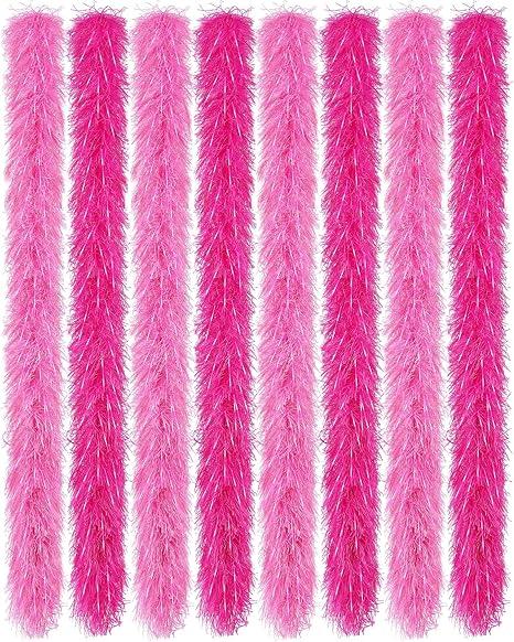Jexine 8 Pcs Feather Boas Bulk Artificial Fluffy Boas Decor for Wedding Costume Dress Tea Party Supplies