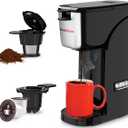 Bonsenkitchen 2-in-1 Single Serve Coffee Maker for K Cup & Ground Coffee, Fast Brewing (6-14oz)  Compact One Cup Coffee Machine with Travel Mug Compatibility, Ideal for Home, Office, Dorm